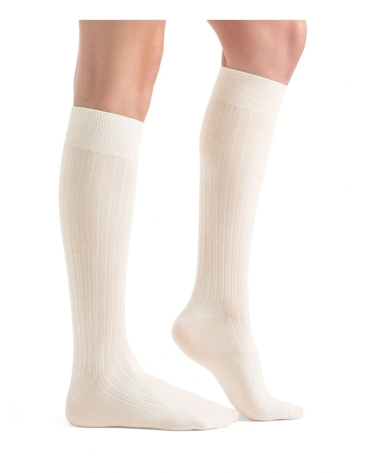 Organic Cotton Rib Knee High Sock in Buttercream image 4