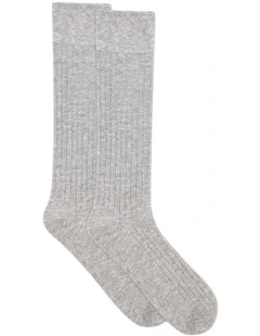 Organic Cotton Rib Knee High Sock in Grey Marle