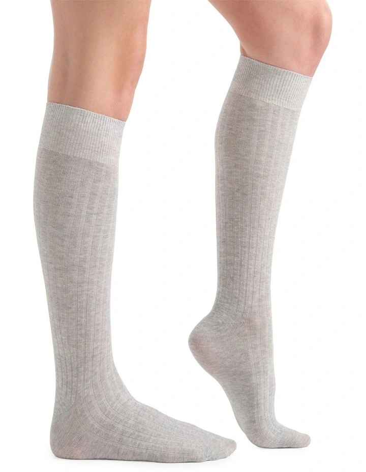 Organic Cotton Rib Knee High Sock in Grey Marle image 4