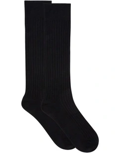 Organic Cotton Rib Knee High Sock in Black