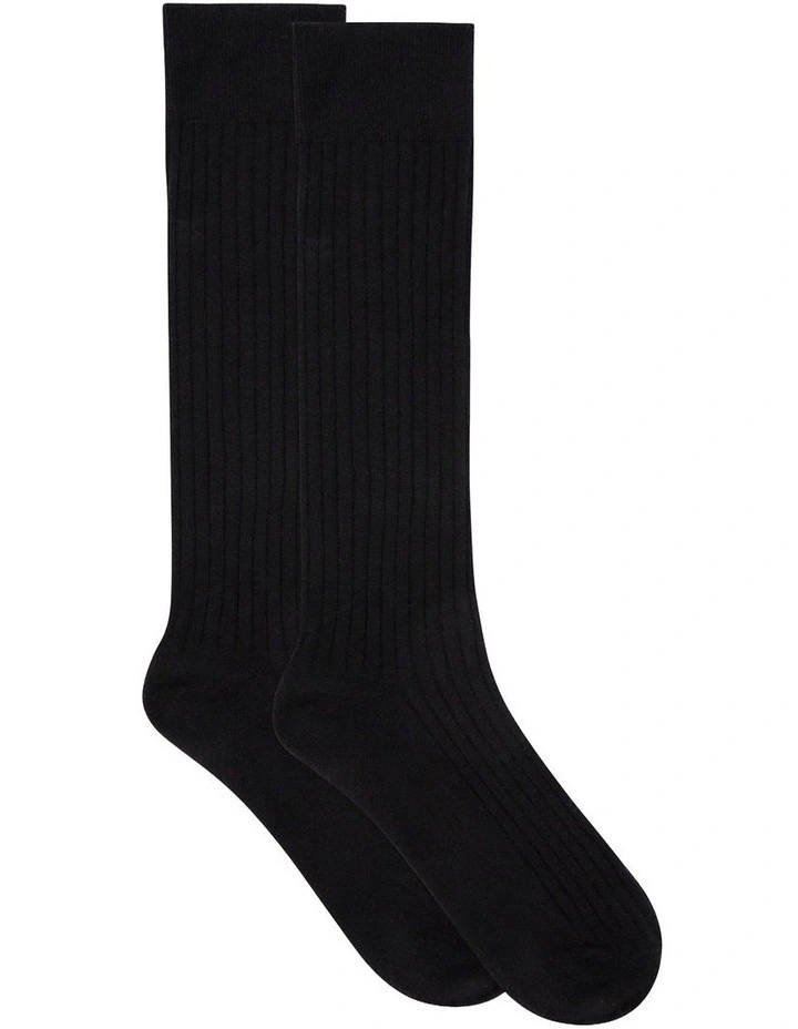 Organic Cotton Rib Knee High Sock in Black image 1