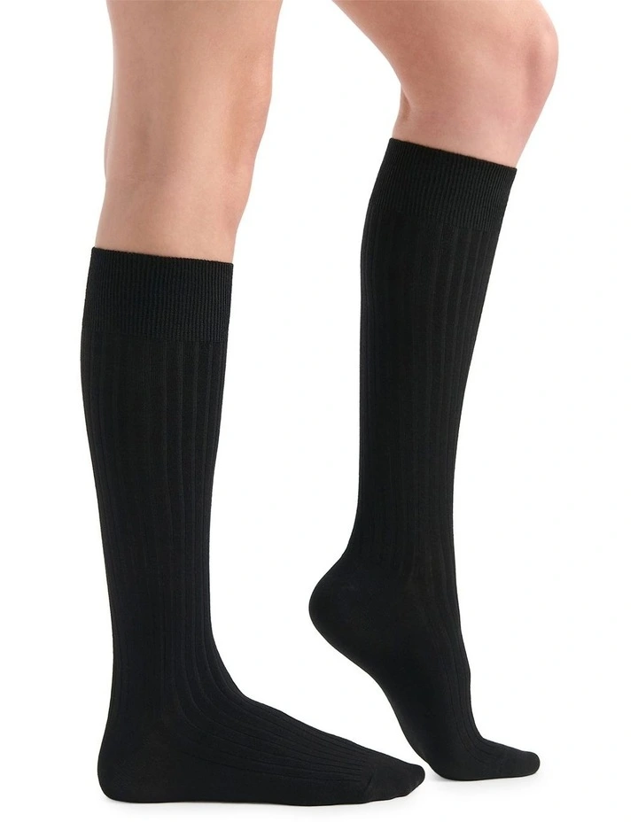 Organic Cotton Rib Knee High Sock in Black image 4