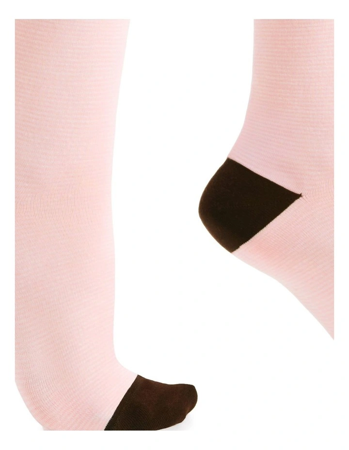 Lina Fine Stripe Crew Sock in Rosette image 5