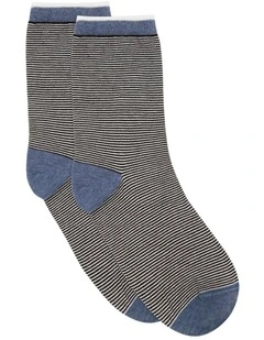 Lina Fine Stripe Crew Sock in Riverstone