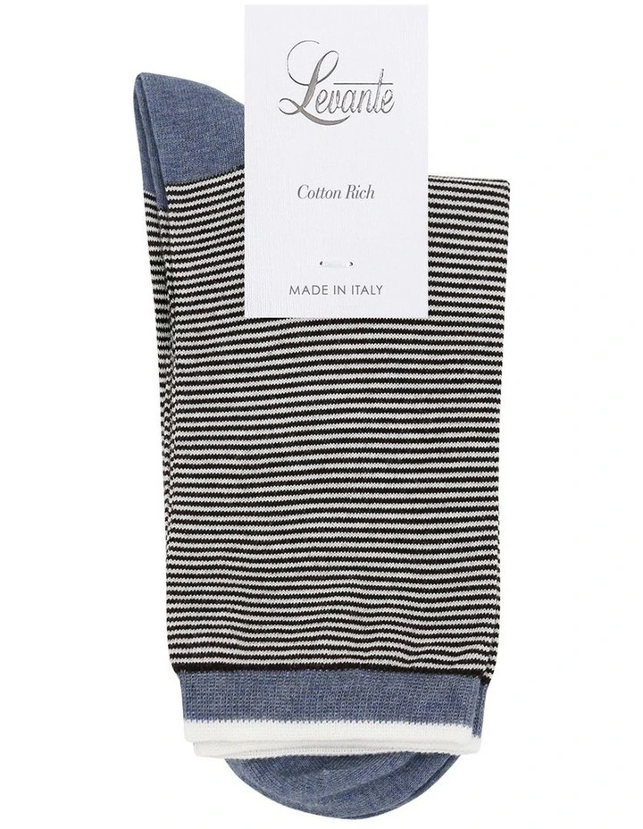 Lina Fine Stripe Crew Sock in Riverstone image 2