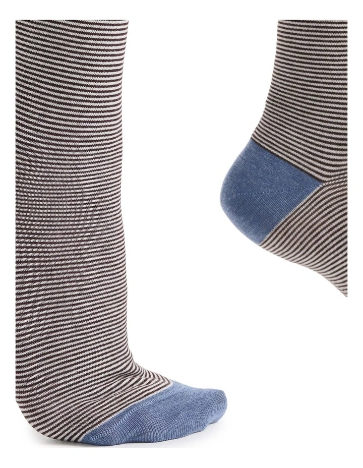 Lina Fine Stripe Crew Sock in Riverstone image 5