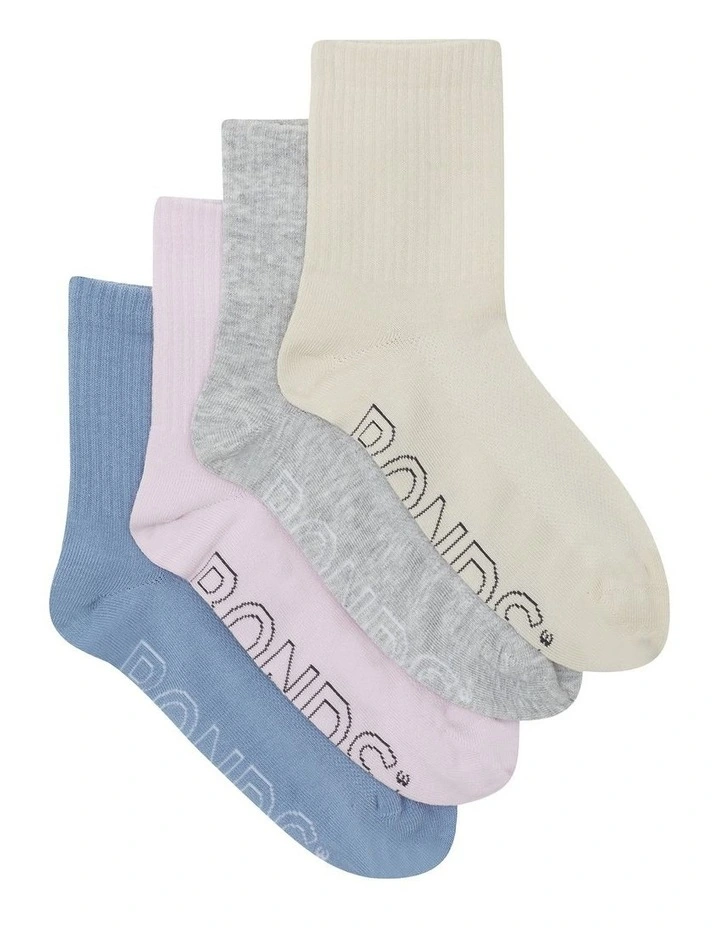 Logo Light 1/2 Crew Socks 4 Pack in Multi image 2