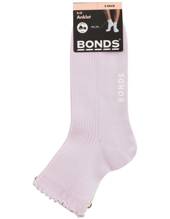 Frill Anklet Socks 2 Pack in Multi image 3