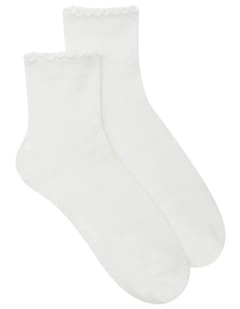 Frill Anklet Socks 2 Pack in Nu White