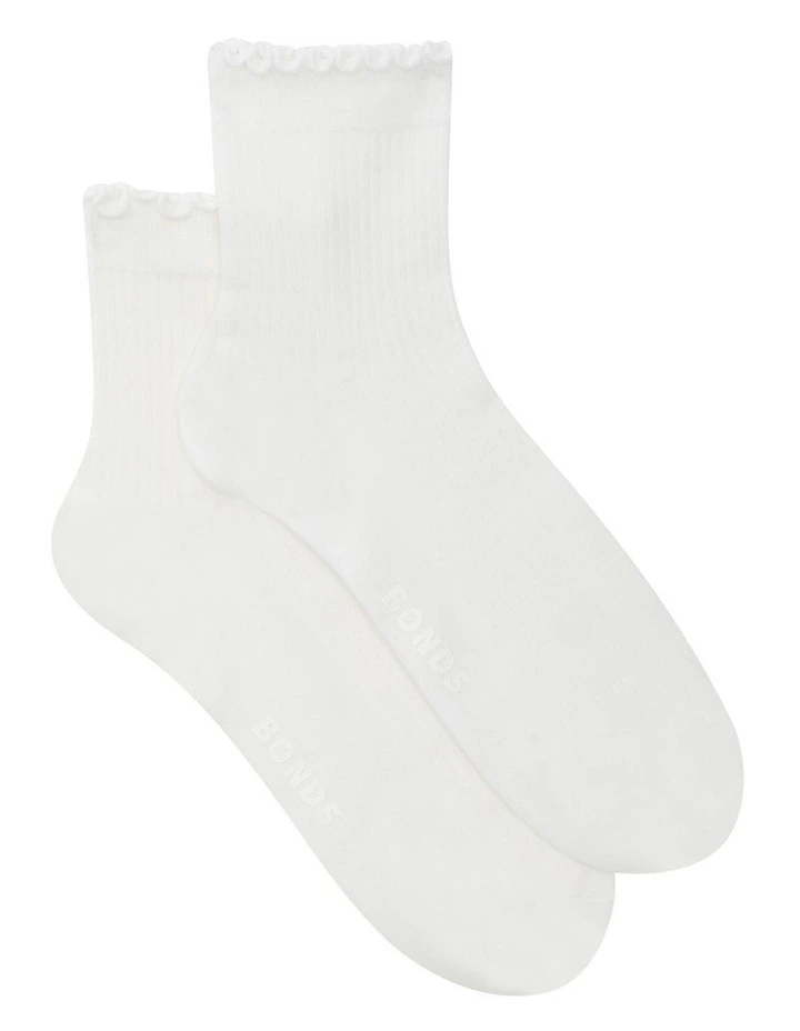 Frill Anklet Socks 2 Pack in Nu White image 2