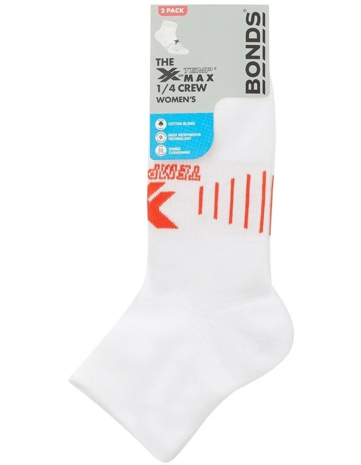 X-Temp Max Quarter Crew Socks 2 Pack in White image 3
