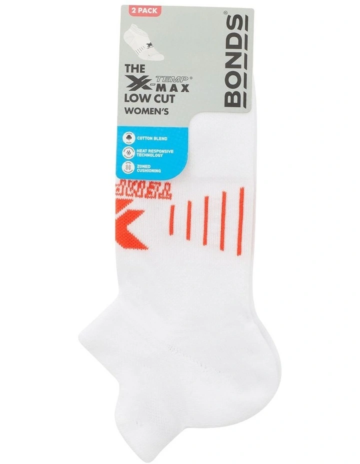 X-Temp Max Low Cut Socks 2 Pack in White image 3