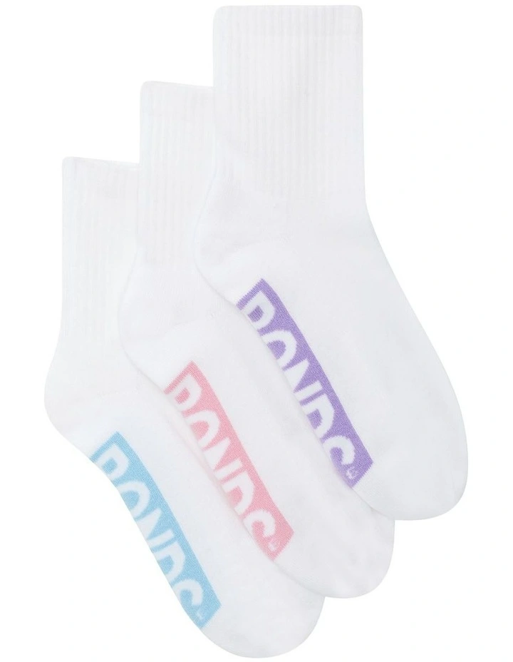 Womens Logo Cushioned 1/2 Crew 3 Pack in White image 2