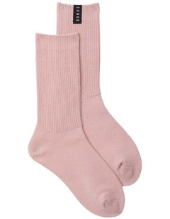 Womens Home Chunky Rib Crew Socks 1 Pack in Tender Orchid