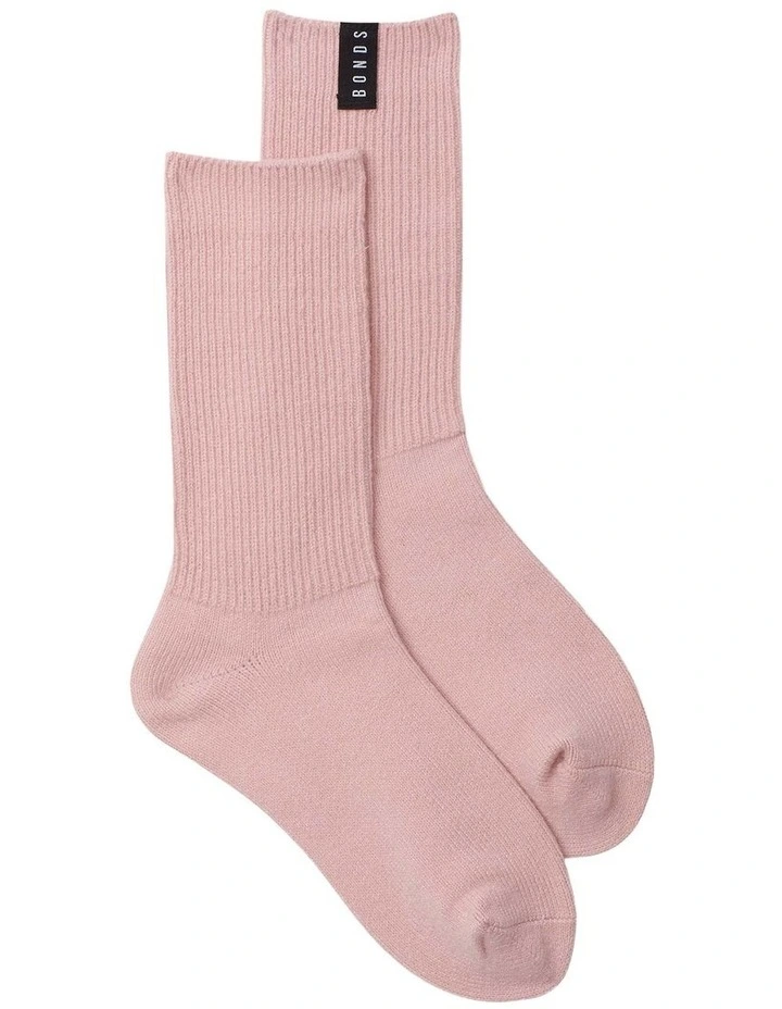Womens Home Chunky Rib Crew Socks 1 Pack in Tender Orchid image 1