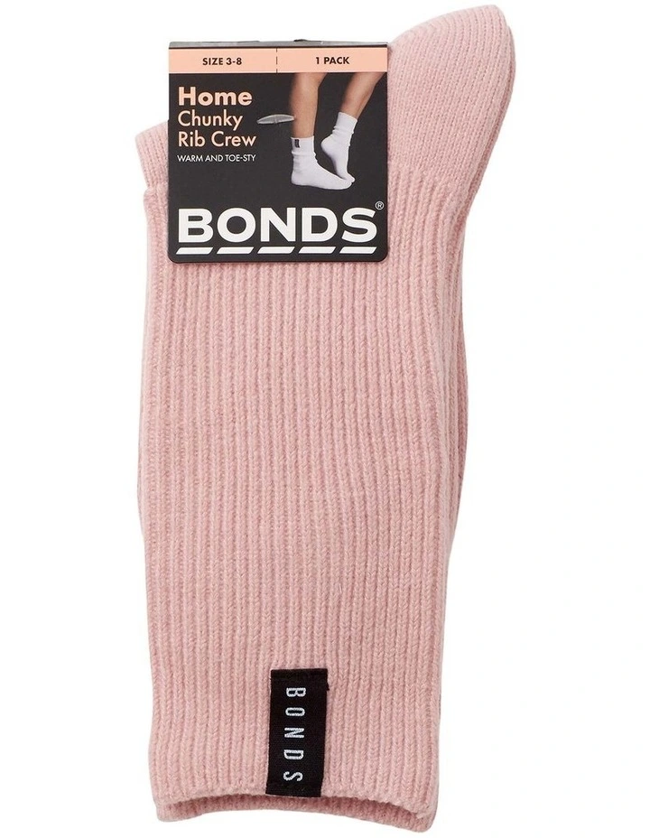 Womens Home Chunky Rib Crew Socks 1 Pack in Tender Orchid image 3