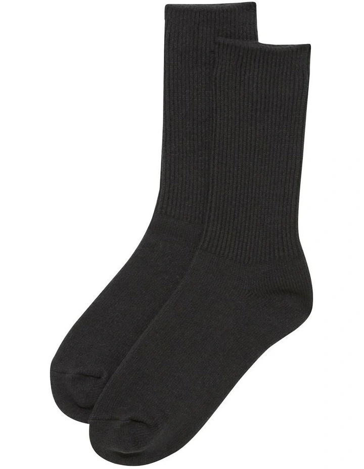 Womens Home Chunky Rib Crew Socks 1 Pack in Rock Star image 2