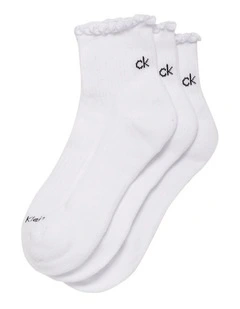 Cushion Ruffle Womens Quarter of 3 Pack in White