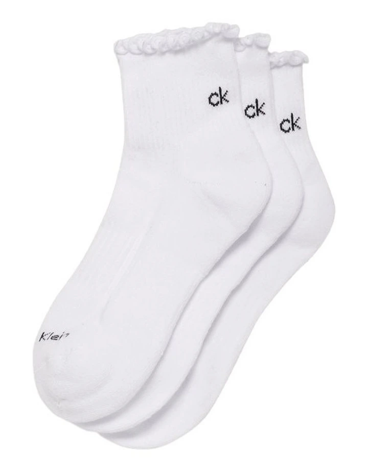 Cushion Ruffle Womens Quarter of 3 Pack in White image 1