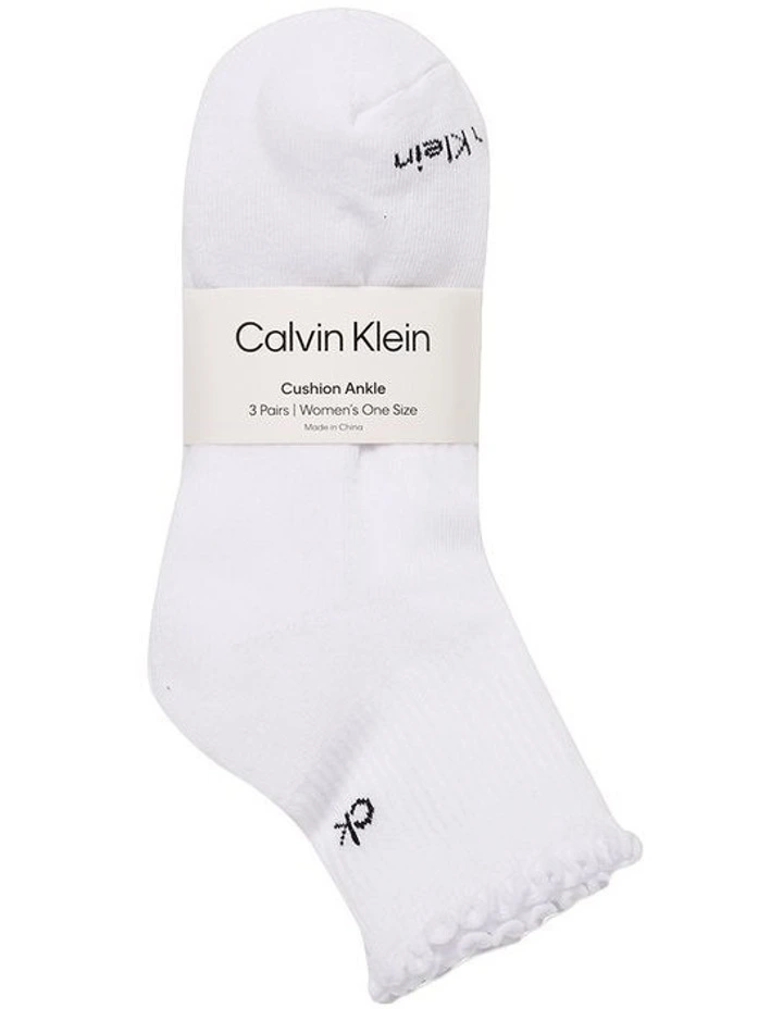 Cushion Ruffle Womens Quarter of 3 Pack in White image 2