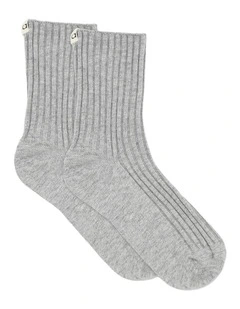 Organic Cotton Blend Wide Rib Crew in Grey Marle