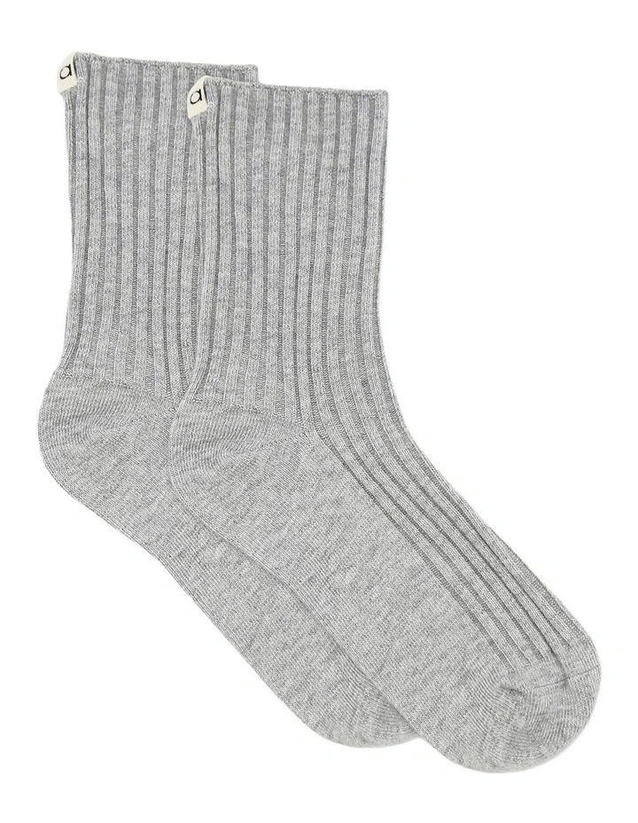Organic Cotton Blend Wide Rib Crew in Grey Marle image 1