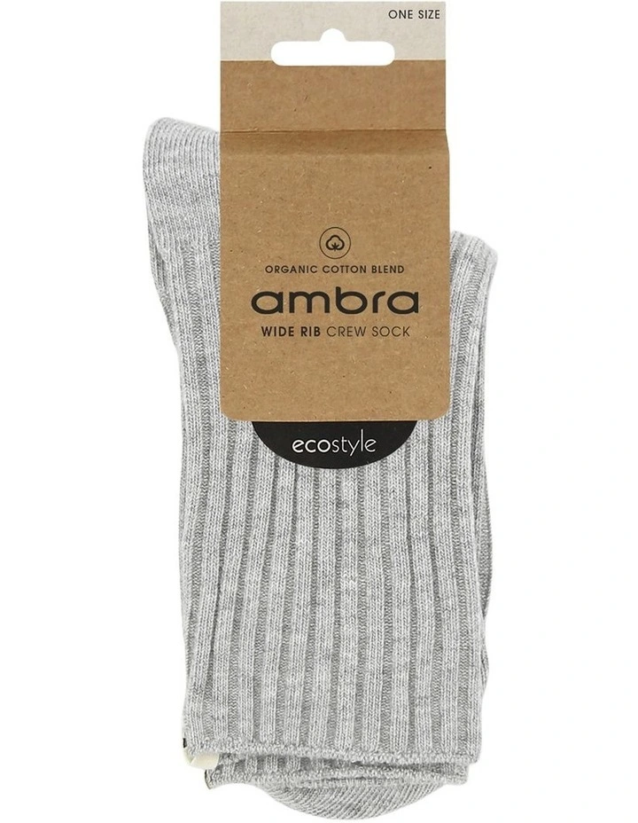 Organic Cotton Blend Wide Rib Crew in Grey Marle image 2