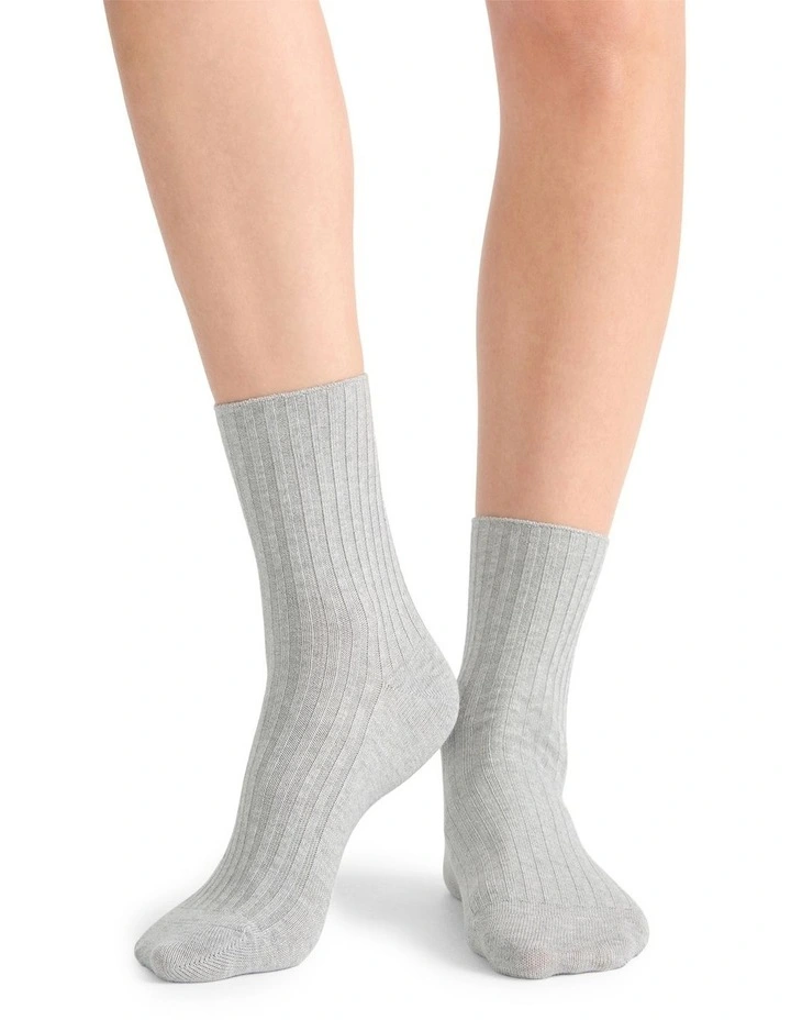 Organic Cotton Blend Wide Rib Crew in Grey Marle image 3
