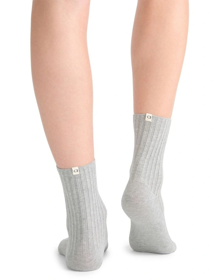 Organic Cotton Blend Wide Rib Crew in Grey Marle image 4