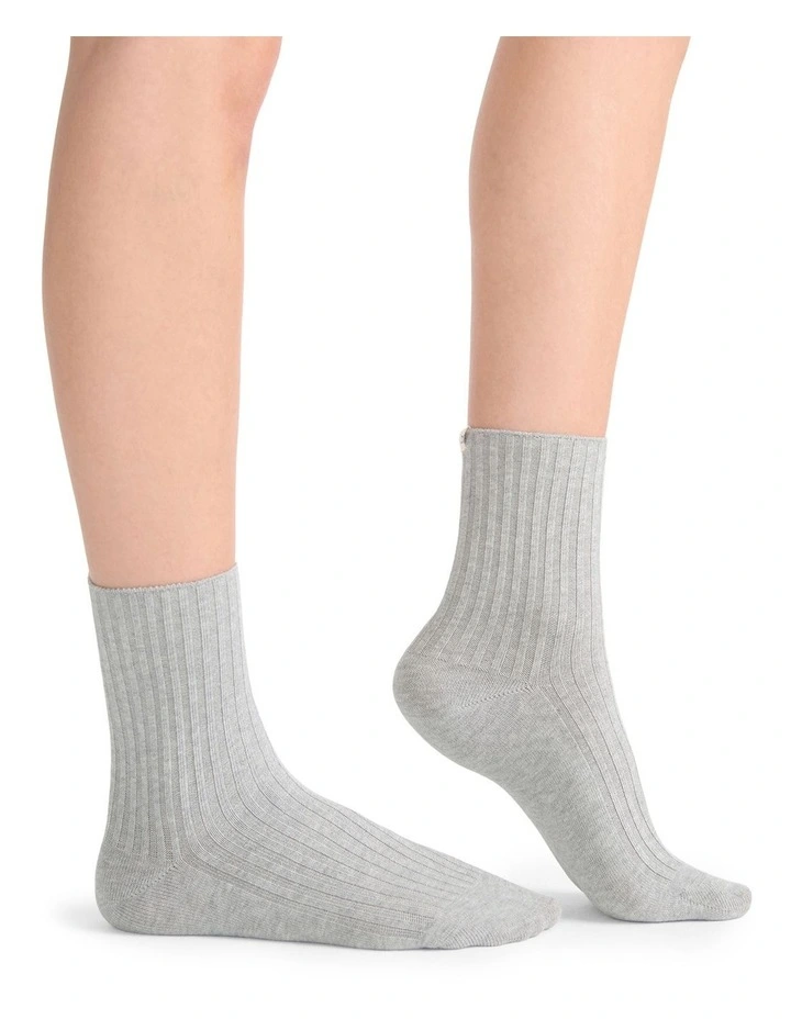Organic Cotton Blend Wide Rib Crew in Grey Marle image 5