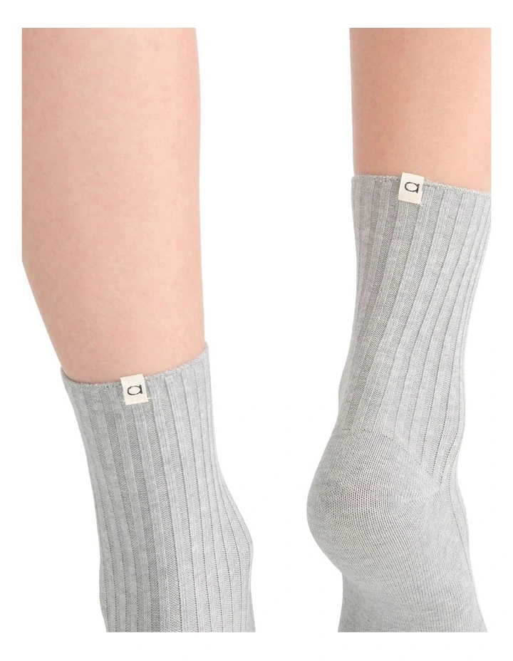Organic Cotton Blend Wide Rib Crew in Grey Marle image 6