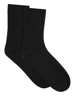 Organic Cotton Blend Wide Rib Crew in Black