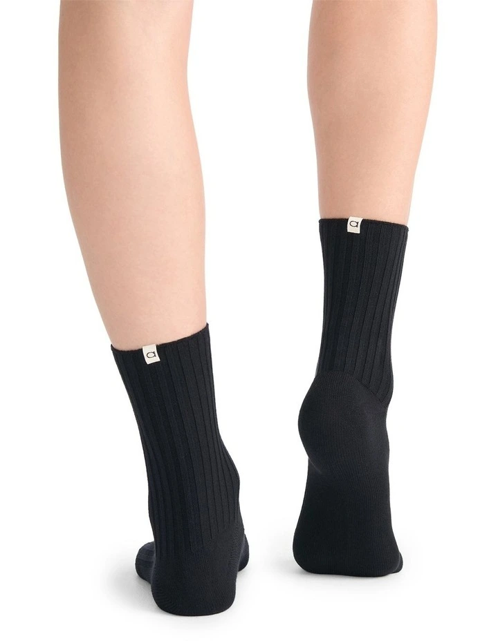 Organic Cotton Blend Wide Rib Crew in Black image 4