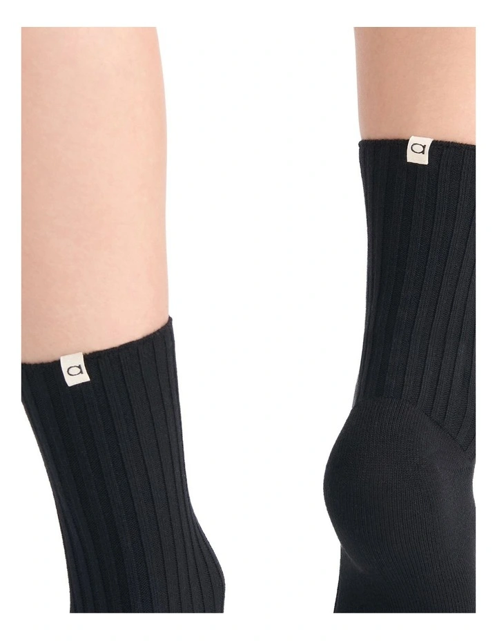 Organic Cotton Blend Wide Rib Crew in Black image 6