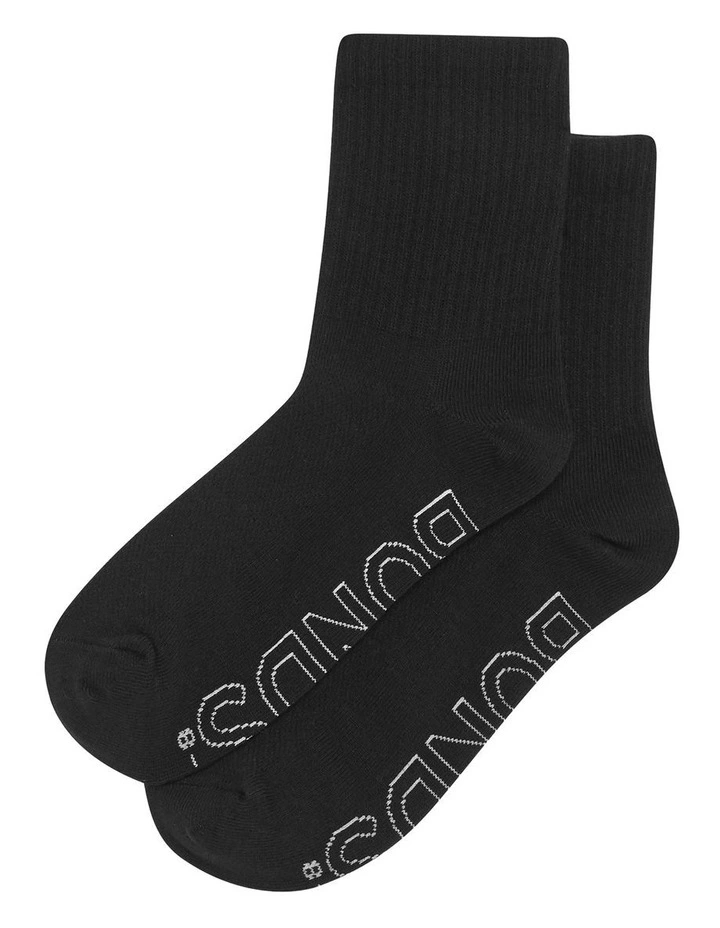 Womens Logo Light Half Crew Socks 4 Pack in Black image 2