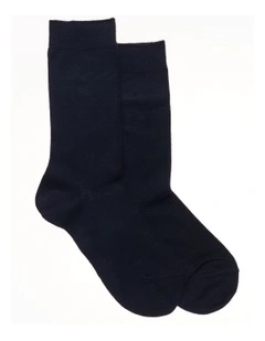 2 Pack Bamboo Comfort Crew Length Socks in Black