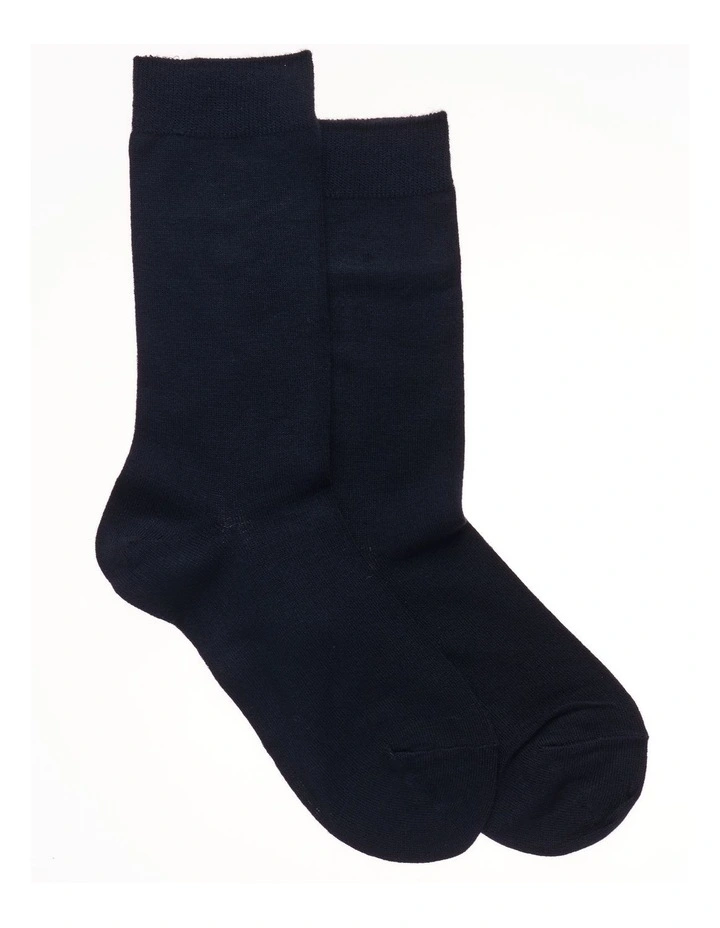 2 Pack Bamboo Comfort Crew Length Socks in Black image 1
