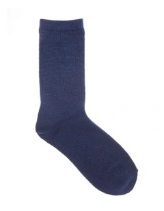 Crew Length Contain Wool Socks 1 Pair in Blue