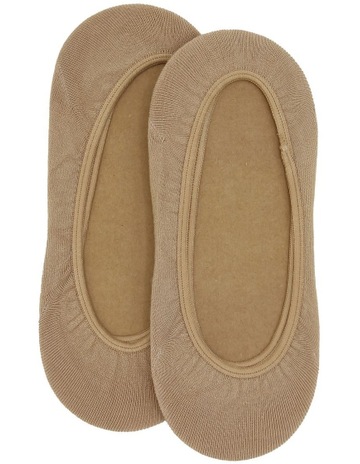 Cotton Mesh Footlet Sock 2 Pack in Tan