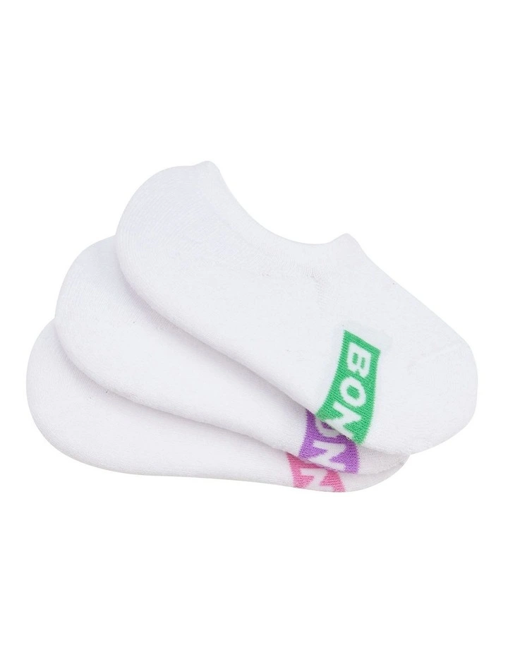 Cushioned Logo Sneaker Sock 3 Pack In White image 1