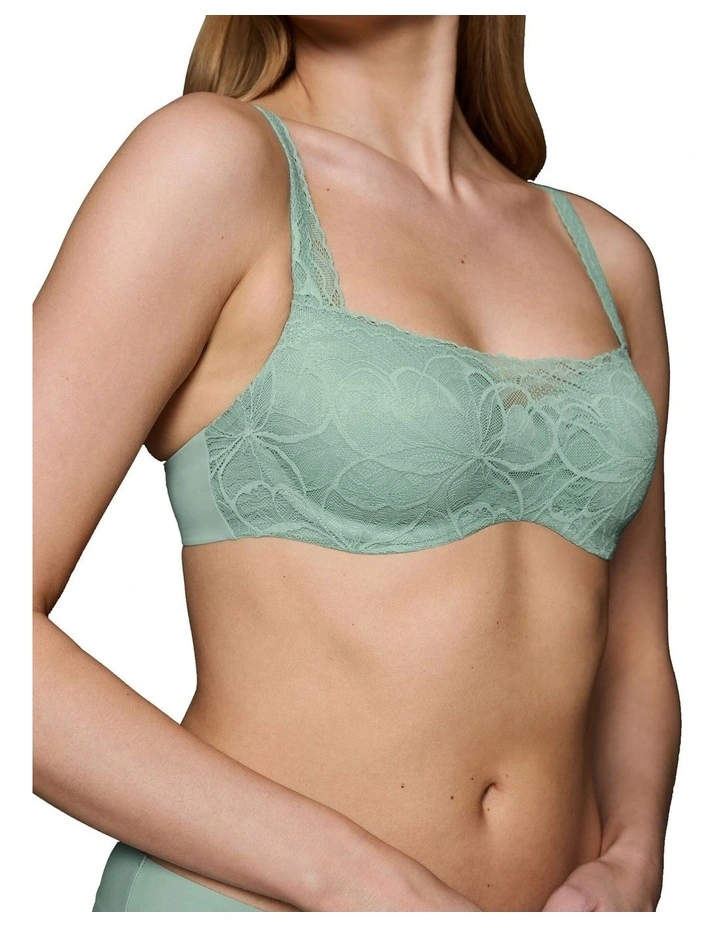 Body Make Up Illusion Lace Balconette Bra in Misty Turquoise image 3