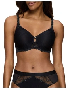 Wild Azalea Floral Minimiser Bra in Black