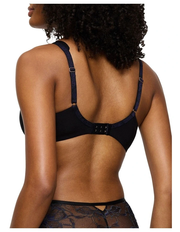 Wild Gardenia Florale Wired Minimiser Bra in Black image 2