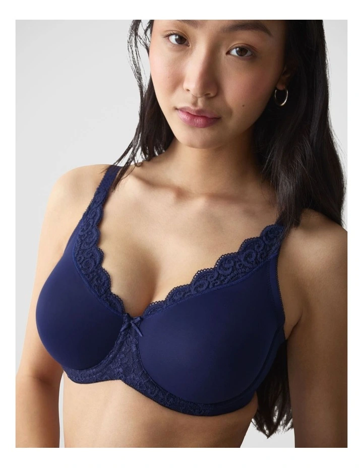 Amourette Wired Minimiser Bra in Navy image 3