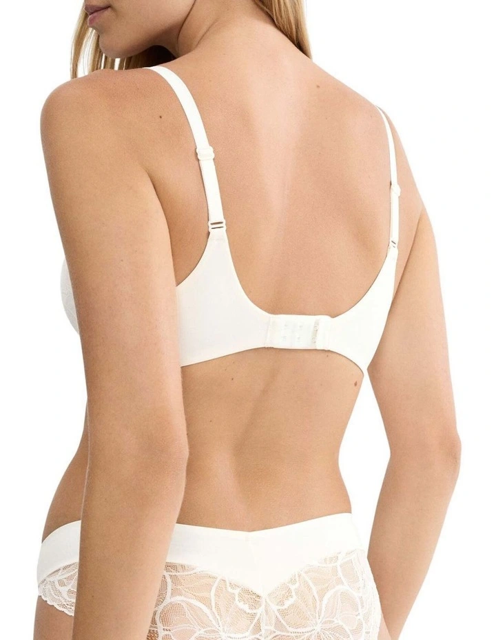 Body Make Up Illusion Lace  Wired Padded Bra in Ecru White image 2
