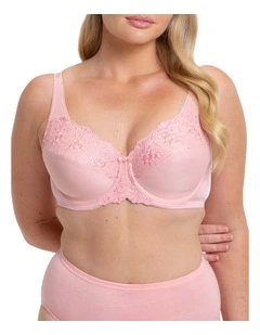 Embroidered Minimiser Bra in Pink