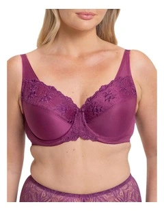 Embroidered Minimiser Bra in Purple