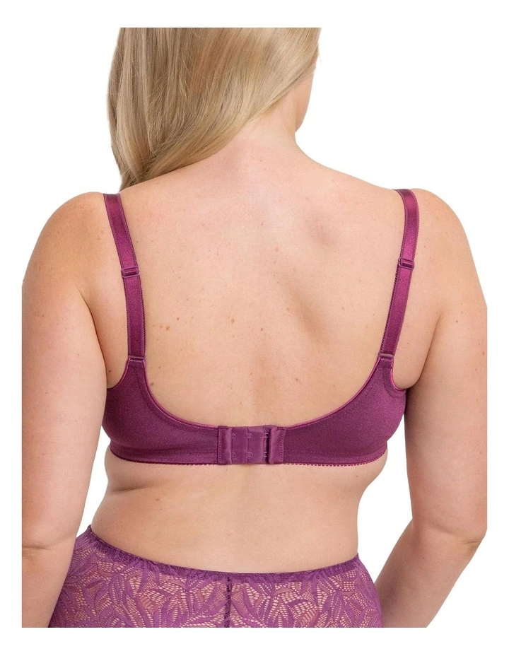 Embroidered Minimiser Bra in Purple image 2