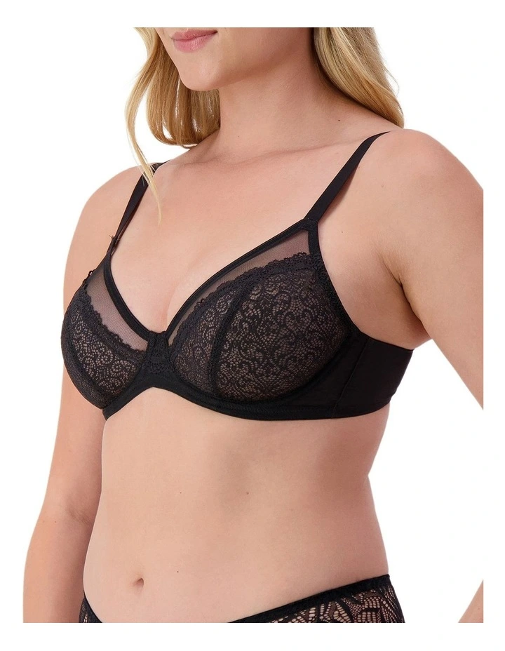 Sheer Minimiser Bra in Black image 3