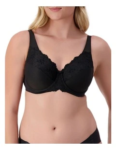 Embroidered Minimizer Underwire Bra 10000085 in Black